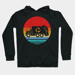 Retro Vintage Sunset Recycling Trash Kids Garbage Truck Hoodie